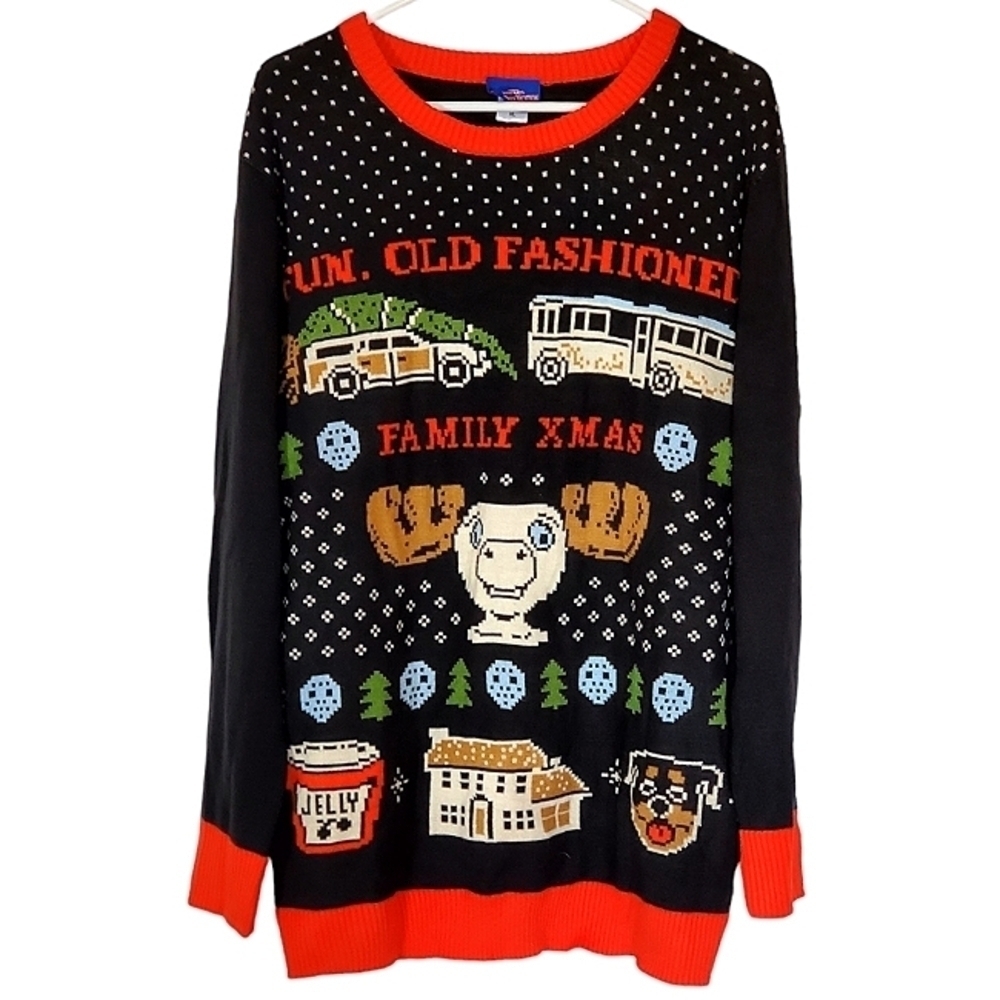 7478 * National Lampoon's Christmas Vacation Sweater Black Red Size XL